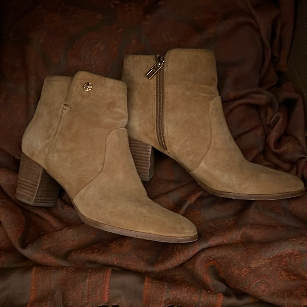 Tan Tory Burch Sabe Suade Ankle Booties